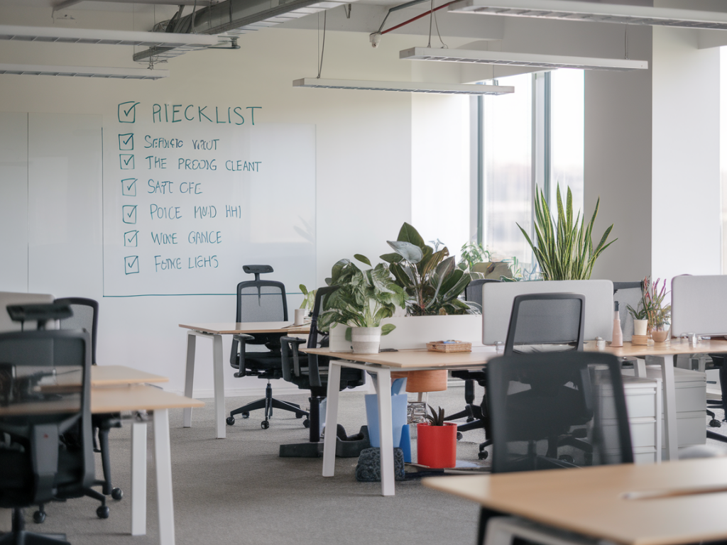 Checklist for preparing an empty office for a safe and efficient deep clean before reopening